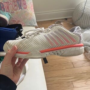 White and Pink Athletic Shoe